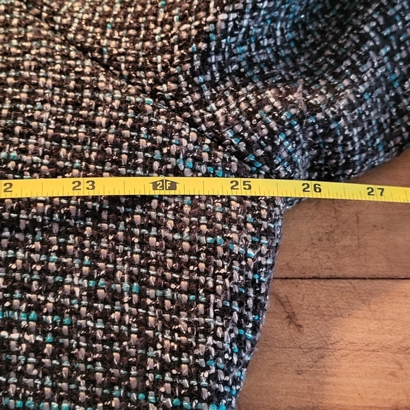 Tweed Lightweight 3 Jeweled Coated Metal Button Blazer Jcket - Picture 10 of 11